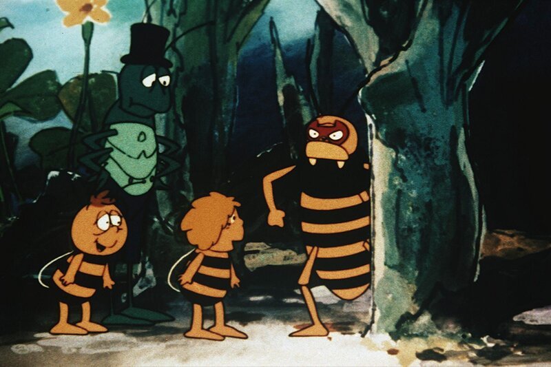 Maja, Willie und Flip lernen einen neuen Nachbarn kennen. – Bild: ZDF/​Apollo Film