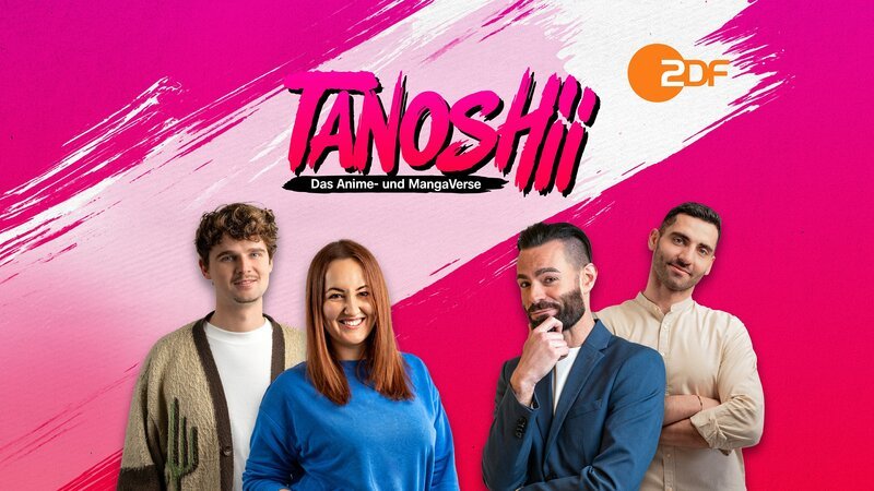 Die Gesichter des Formats Tanoshii v.l.: Ontan, Naddel, Nino Kerl, Harut Estevao. – Bild: ZDF/​Julian Canto