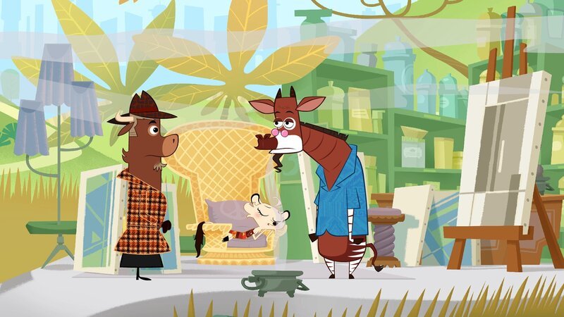 Auch Okapi ist Hobbymaler und somit verdächtig. – Bild: ZDF/​Mondo tv