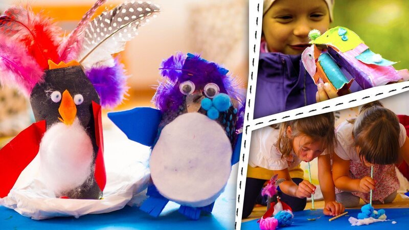 Bunte Pinguinbasteleien und Steckpinguine – Bild: KiKA/Motion Works GmbH Bunte Pinguinbasteleien und Steckpinguine – Bild: KiKA/Motion Works GmbH