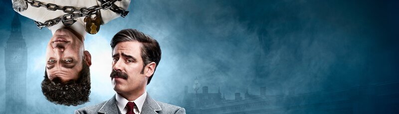 Artwork zur ersten Staffel „Houdini & Doyle“ mit Michael Weston als Harry Houdini (l.) und Stephen Mangan als Arthur Conan Doyle. – Bild: Нова Броудкастинг Груп АД