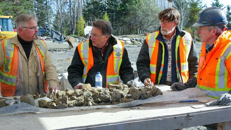 Terry Matheson (l.), Craig Tester (r.), Rick Lagina (2.v.r.) und Marty Lagina (2.v.l.) – Bild: THE HISTORY CHANNEL /​ A+E Networks