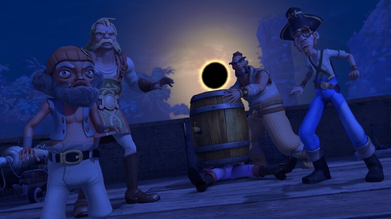 Das Orchester und der Chor der alten Eichen sind durch einen schrägen Gesang gestört worden, als sie die Symphonie der Sterne aufgeführt haben. Das hat zur Folge, dass die Sonne nicht mehr aufgeht. – Bild: ZDF /​ DQ Entertainment