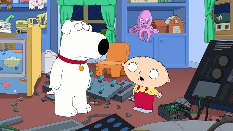 Da die Zeitmaschine ihm und Brian (l.) immer wieder Ärger bringt, beschließt Stewie (r.), diese zu vernichten. Doch ist dies ein Fehler? – Bild: Twentieth Century Fox Film Corporation
