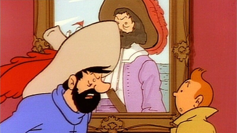 Kapitän Haddock erzählt Tim die Geschichte seines Vorfahren, dem Ritter von Hadoque. Dabei findet Tim heraus, was das Besondere an dem Schiffsmodell, der sogenannten „Einhorn“ ist. – Bild: ZDF und Ellipsanime/​France 3/​M6/​Nelvana