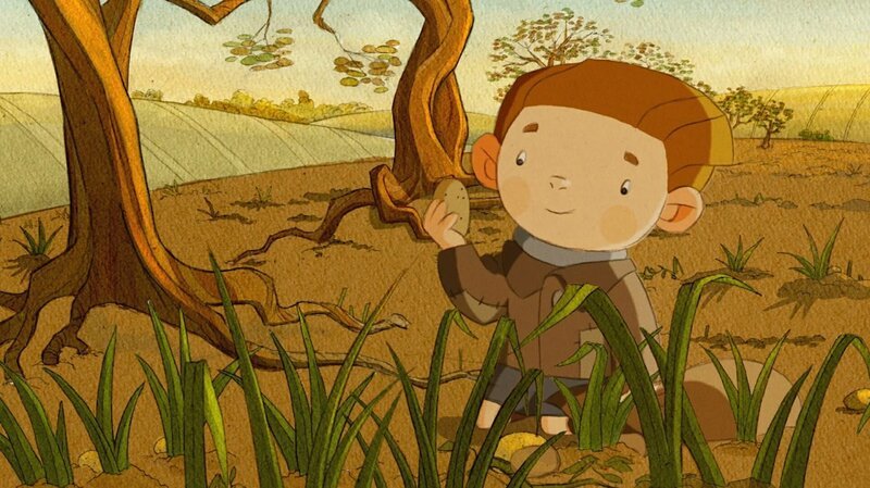 Karlchen sammelt Kartoffeln, um sie zu verkaufen. So will er genug Geld verdienen, um seine geliebten Elefanten im Zirkus zu besuchen. – Bild: ZDF/​Friedrich Kießling