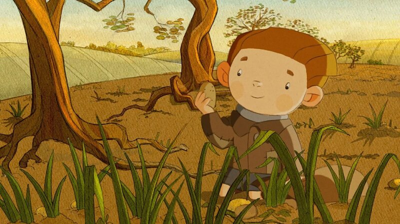 Karlchen sammelt Kartoffeln, um sie zu verkaufen. So will er genug Geld verdienen, um seine geliebten Elefanten im Zirkus zu besuchen. – Bild: ZDF/​Friedrich Kießling