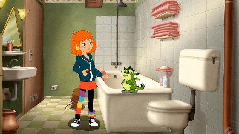 Lilli und Hektor beraten sich im Badezimmer des Hotels. – Bild: ORF 1