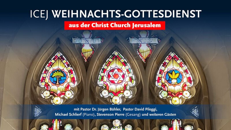 Kirchenfenster der Christ Church Jerusalem mit Titel – Bild: ICEJ /Bibel TV Kirchenfenster der Christ Church Jerusalem mit Titel – Bild: ICEJ /Bibel TV