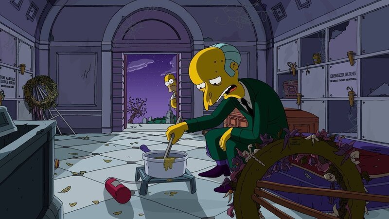 Es fällt Mr. Burns (r.) schwer, ohne Luxus zu leben und sich damit abzufinden, dass er bankrott ist. Zum Glück hat er mit Homer (l.) einen guten Freund an seiner Seite, der ihm hilft … – Bild: Fox and its related entities