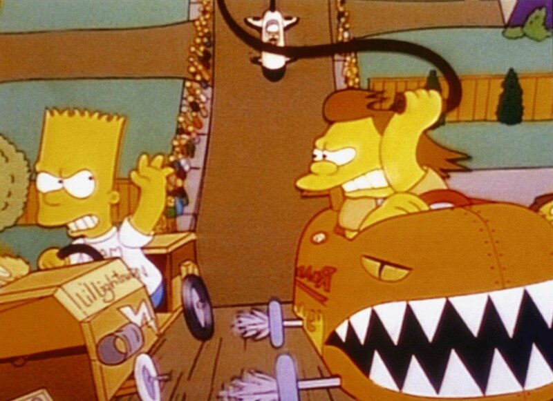 Bart (li.) will das Seifenkistenderby gewinnen, aber gegen seinen schärfsten Konkurrenten Nelson hat er einen schweren Stand. – Bild: PR7; ProSieben Media AG