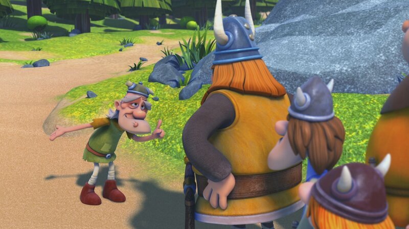 Olaf lockt Halvar in die Falle. – Bild: ZDF/​studio 100media