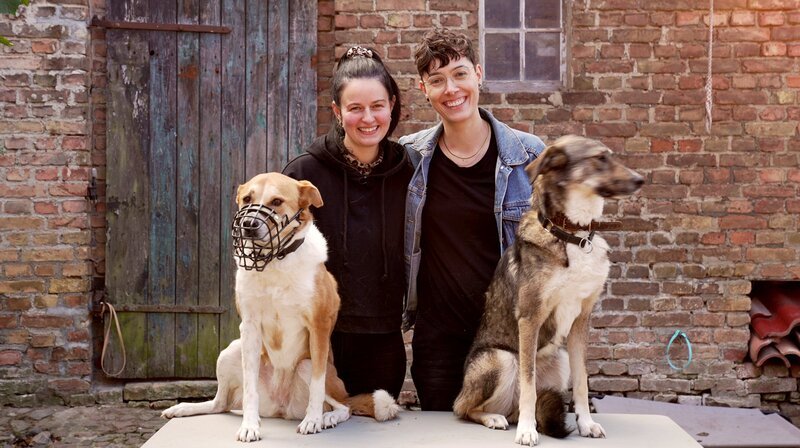 Es geht weiter: Bei „Raus aufs Land“ wagen mutige Menschen den Neubeginn in der Provinz. Tina (l.) und Rike zusammen mit den Hunden. – Bild: rbb/​Matthias Neumann