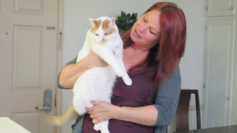 Lola holding Jimmy the cat inside the home. – Bild: Animal Planet
