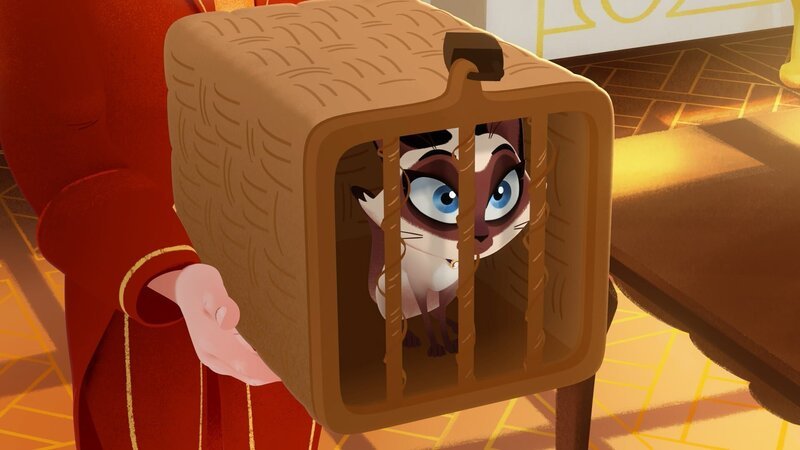 Ariane, Vaubans Katze, wird beschuldigt, den Papagei der Königin gefressen zu haben! Belfort und Lupin versuchen, ihre Unschuld zu beweisen. – Bild: SWR/​Ellipse Anime Productions/​Belvision/​Dargaud Media/​RTBF