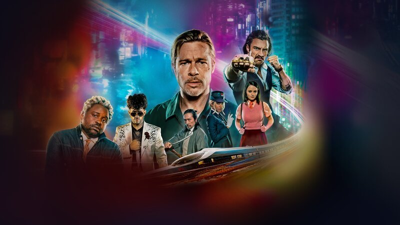 Ein Zug, und viele schräge Fahrgäste: Von links nach rechts: Lemon (Brian Tyree Henry), der Wolf (Benito A Martínez Ocasio), der Älteste (Hiroyuki Sanada), Ladybug (Brad Pitt), die Wespe (Zazie Beetz), der Prinz (Joey King) und Tangerine (Aaron Taylor-Johnson). – Bild: Scott Garfield /​ ZDF