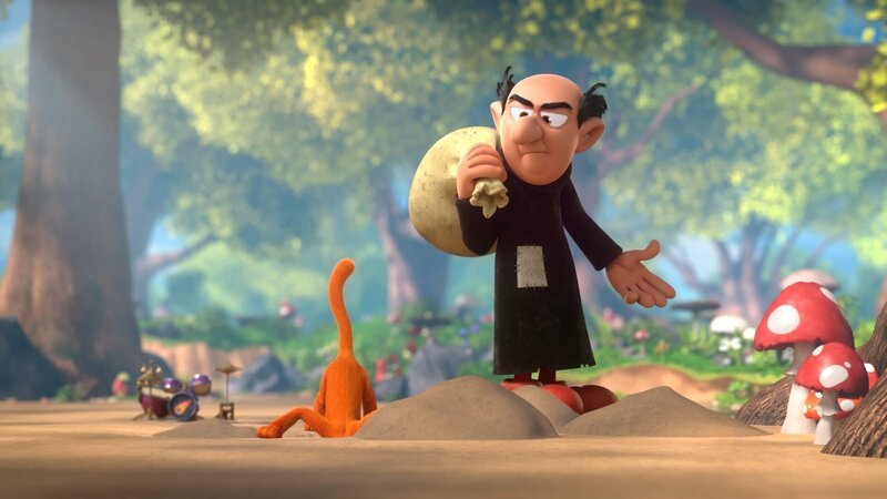 Azreal erträgt sein übernatürlich gutes Gehör nicht mehr, was ihn alles unendlich laut wahrnehmen lässt. – Bild: KiKA/​Peyo Productions, Dupuis Édition & Audiovisuell