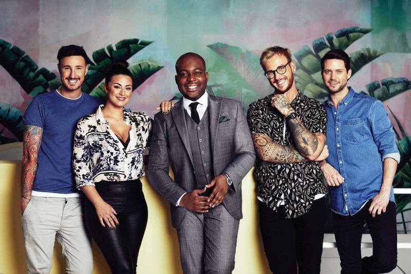 (v.l.n.r.) Make-Up Artist Alex; Kosmetikerin April; Schönheitschirurg Dr. Esho; Friseur Danny; Friseur Daniel – Bild: Studio Lambert & all3media Int.