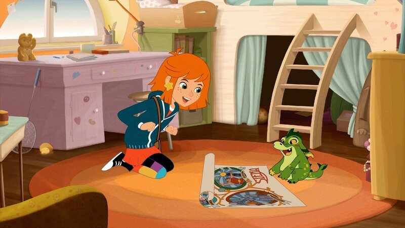 Hektor rollt begeistert das Jahrmarktsplakat aus. – Bild: ORF 1