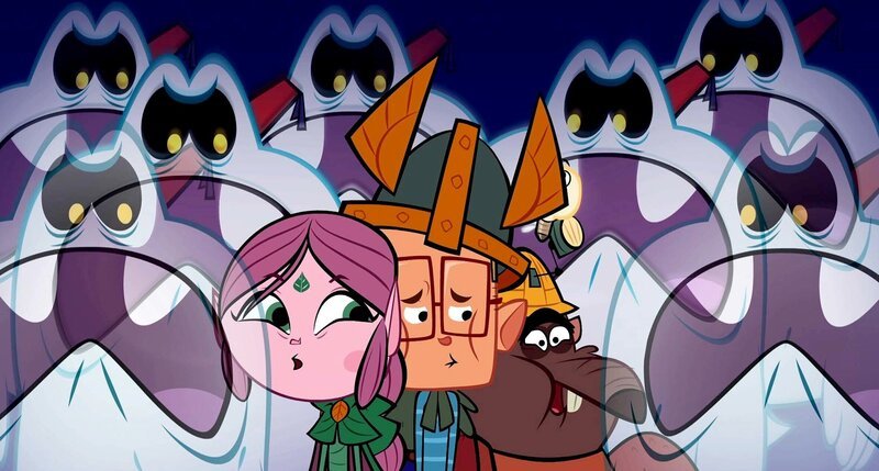 Ephi, Marcus und Ratrick (von links) können sich vor Monstern kaum noch retten. – Bild: ZDF/​Mondo TV France