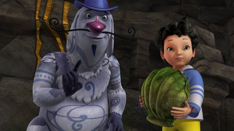 Micheal hat Barrum aus der Muschel entlassen. Solange er die Muschel in seinen Händen hält, macht Barrum das, was Michael sich wünscht. – Bild: ZDF und DQ Entertainment