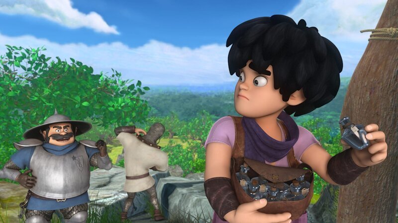 Die Flasche, die  Little Johns Glück enthalten soll, wurde schon vom Sheriff geöffnet. – Bild: ZDF/​Method Animation/​DQ Entertainment/​Fabrique d’images/​ZDF Enterprises/​De Agostini