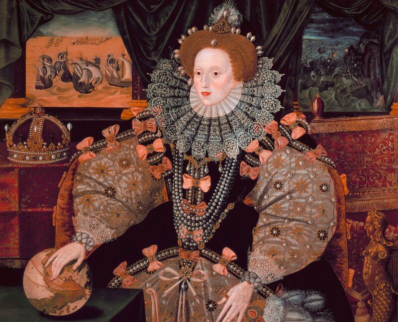 PHOENIX ELISABETH I., „Krieg dem Terror“, am Mittwoch (21.01.26) um 21:00 Uhr. Elisabeth I. in Prunkgewand auf Stuhl sitzend Das sogenannte „Armada-Porträt“ Elisabeths I. (1533⁠–⁠1603), Gemälde,1588 von Marcus Geeraerts d.J.(1561⁠–⁠1635),Woburn Abbey, Bedford – Bild: phoenix/​WDR/​akg-images