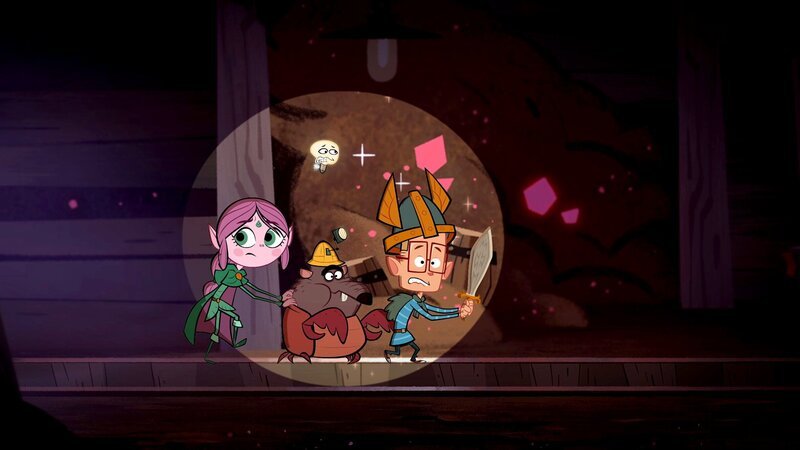 In der Mine gruseln sich Ephi, Ratrick, Marcus und Lumi. – Bild: ZDF/​Mondo TV France