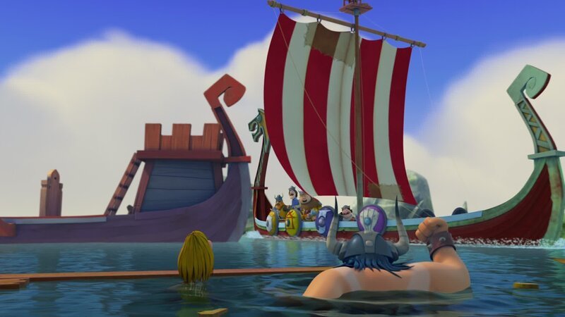 Keinen machen die Wikinger lieber nass als den schrecklichen Sven. – Bild: ZDF/​studio100media