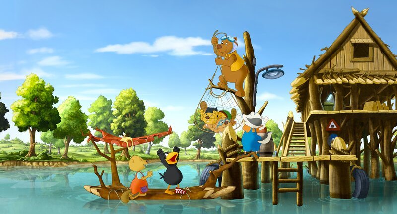 Rabe Socke und seine Freunde gehen auf große Schatzsuche! Im Wettlauf mit den Biber-Brüdern müssen sie einige Gefahren bestehen. – Bild: rbb/​Akkord-Film