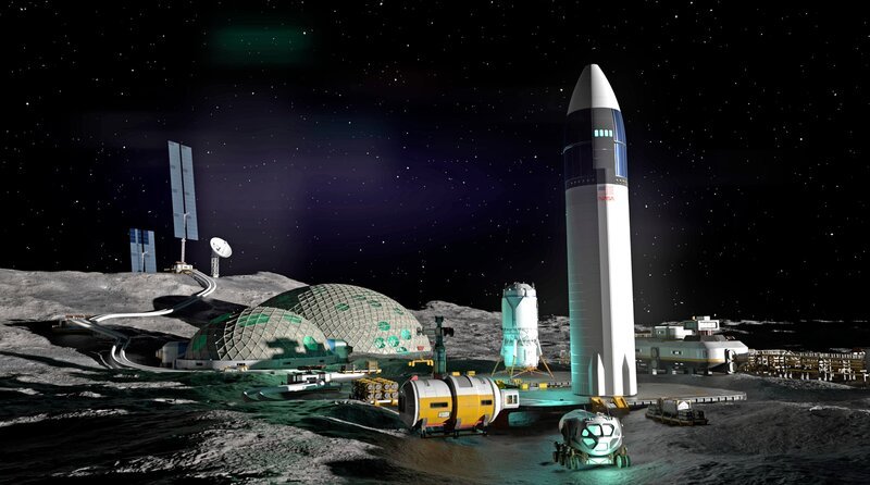 So könnte das künftige Moon Village aussehen (animiertes Bild). – Bild: MDR/​Tellux/​Wolfgang Morell