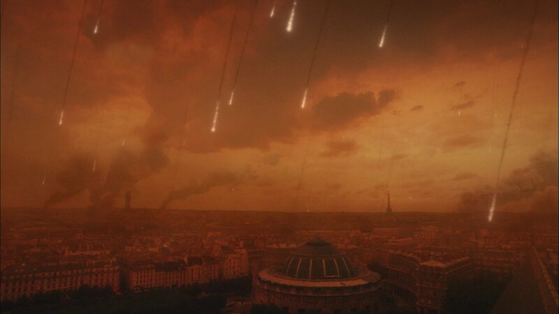 Es sieht ein bisschen aus wie der Untergang der Welt, aber eigentlich sind es nur ziemlich große Sternschnuppen. Die großen Brüder der „Wünsch-dir-was“-Sterne überstehen die heiße Reise durch die Erdatmosphäre und fallen als Meteoriten auf die Städte nieder. – Bild: Elektrofilm Postproduction Facilities GmbH