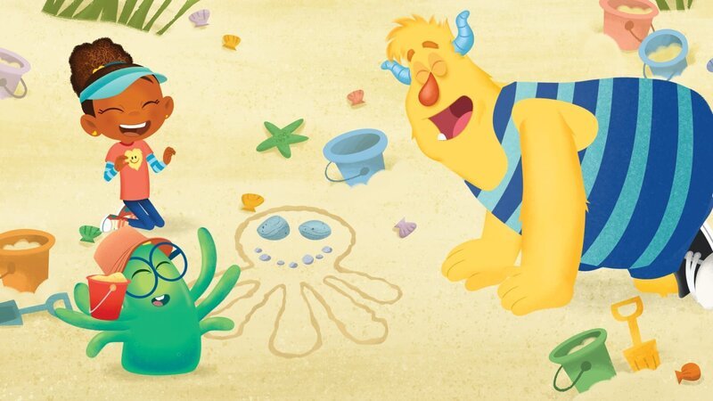 Maler Simon macht sich ans sandige Werk. – Bild: KiKA/​Nelvana