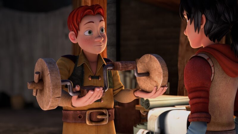 Lollo probiert Leos (r.) Erfindung aus. – Bild: hr/​Grupo Alcuni /​ KiKA