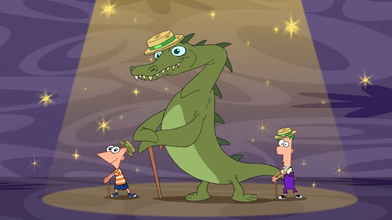 Als Familie Flynn einen Ausflug zum Loch Nase macht, spüren Phineas (li.) und Ferb das Monster auf, das dort sein Unwesen treibt. – Bild: Disney+