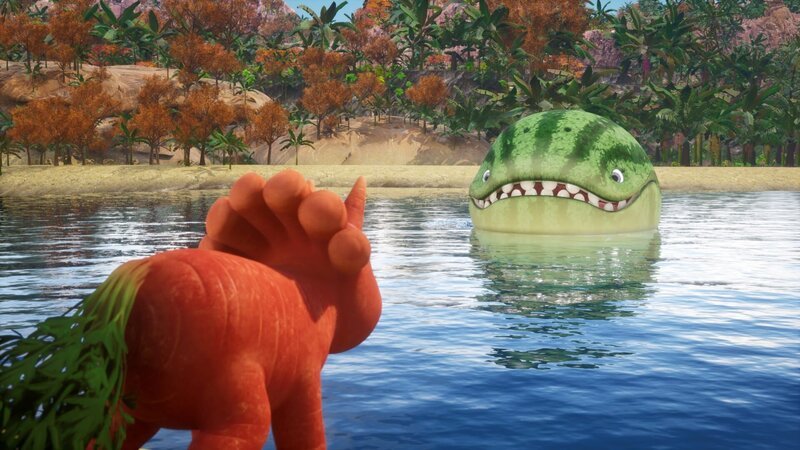 Ginger kann es nicht fassen: Sogar der Melonensuchus hat Schluckauf! – Bild: ZDF und Cheeky Little Media