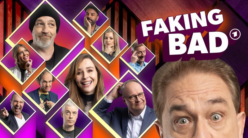 In der neuen Comedy-Panel-Show „FAKING BAD – Besser als die Wahrheit“ (ARD/​WDR/​BR/​RBB/​NDR) stellt Oliver Kalkofe das übliche Quiz-Prinzip auf originelle Art und Weise auf den Kopf: Es geht nicht nur um extrem bizarre Fragen, sondern vor allem darum, sich noch verrücktere Fake-Antworten auszudenken. Dazu begrüßt er in jeder Sendung vier hochkarätige Gäste, die Crème de la Crème der deutschen Fernsehunterhaltung. – Bild: ZDF und WDR/​Marcel Langer