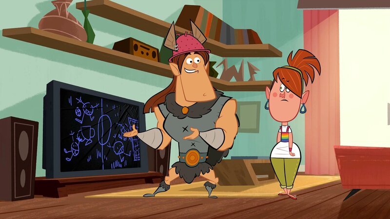 Gorbar wundert sich über die blauen Männchen im Flimmerkasten, die Seraphine so betrüben. – Bild: ZDF/​Mondo TV France