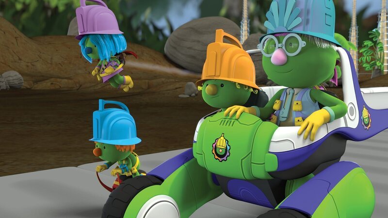Daisy, Spike, Flex und Professor Gimbal fahren zu Mollys Haus. – Bild: KiKA/​The Jim Henson Company/​DHX Media