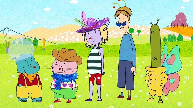 Im Grummeltal verkleiden sich alle gern und jeder findet sein eigenes Kostüm am schönsten. Aber noch mehr Spaß macht es, Kostüme zu tauschen. So entstehen im Nu die tollsten Verkleidungen – Bild: rbb/​DIGITRICK