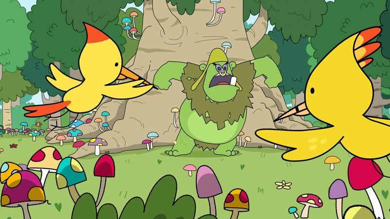 Ein Oger (M.) hat die Heimatbirke der Phoenix-Holzspechte übernommen und die Vögel vertrieben. – Bild: ZDF und Tiger Aspect Kids & Family Limited, Movimenti Produc