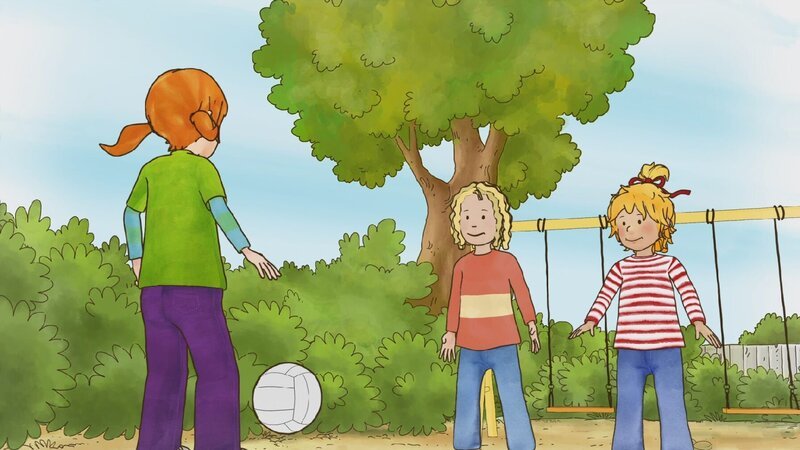 Schon am Umzugstag erwartet Conni eine Überraschung. Auf dem nahegelegenen Spielplatz trifft sie Anna, die ihre neue Freundin wird und sogar in den gleichen Kindergarten geht wie Conni. – Bild: ZDF and Henning Windelband (Youngfilms GmbH)