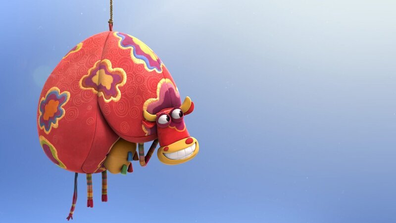 Die Kuh beschließt, die Seiten des Mobiles zu wechseln, und löst damit großes Durcheinander aus. – Bild: ZDF/​Verena Fels