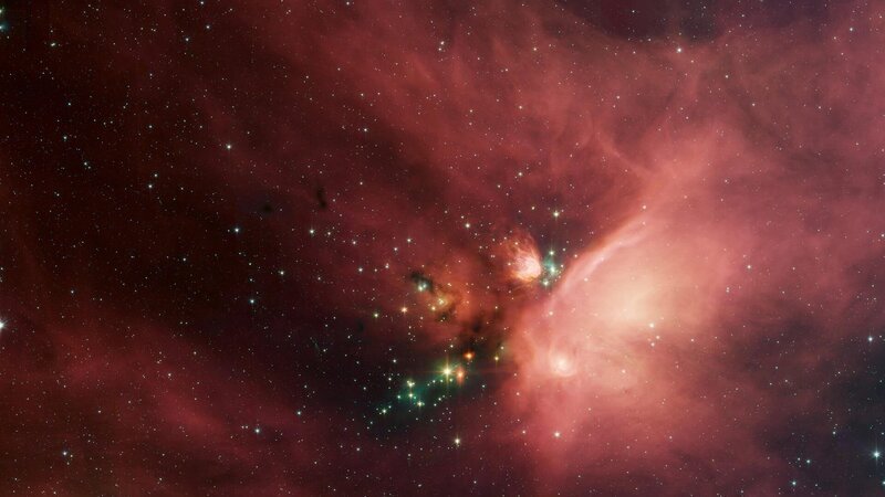 Das Sternentstehungsgebiet „Rho Ophiuchi“, etwa 407 Lichtjahre von der Erde entfernt. Solche Staubwolken sind die Geburtsstätten neuer Planetensysteme. Auch die Erde – und somit der Mensch – sind aus solchem Sternenstaub entstanden. – Bild: WeltN24 GmbH