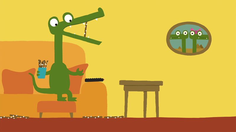 Guetnachtgschichtli - Animanimals: S Krokodil. Staffel 1, Folge 4. Das Krokodil hat alles, was man für einen gemütlichen Fernsehabend braucht. – Bild: SRF1