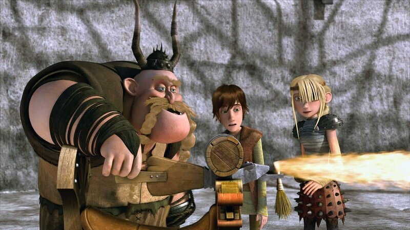 Grobian (li.) will unbedingt helfen, doch Hicks und Astrid haben Angst, dass wieder einmal etwas schief läuft. – Bild: SUPER RTL