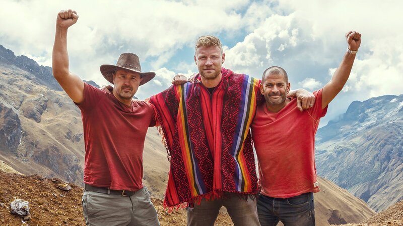 V.l.: Paddy McGuinness, Freddie Flintoff, Chris Harris – Bild: TVNOW /​ BBC Studios 2019