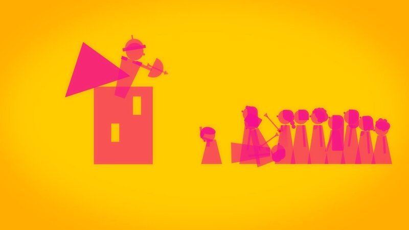 Animation – Ursula und ihre Begleiterinnen vor dem durch die Hunnen besetzten Köln. – Bild: ZDF/​xkopp creative