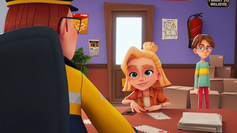 Leo und Sophie bitten den Postboten um Hilfe. – Bild: KiKA/​MACK Magic/​Der Kinderkanal von ARD und ZDF