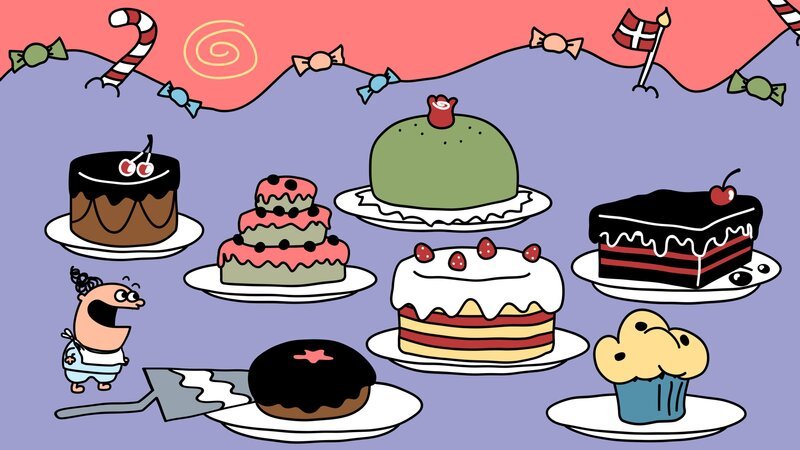 Trafalgar träumt von all den Kuchen dieser Welt, die er gerne essen möchte. – Bild: NDR/​ DR & Nice Ninja